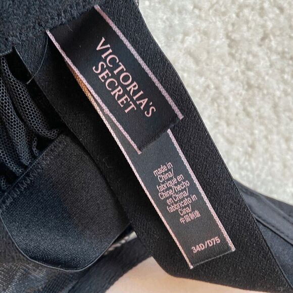 Victoria’s Secret Black Lace Babydoll Chemise Bustier Slip 34D Lingerie Sexy - Picture 3 of 9